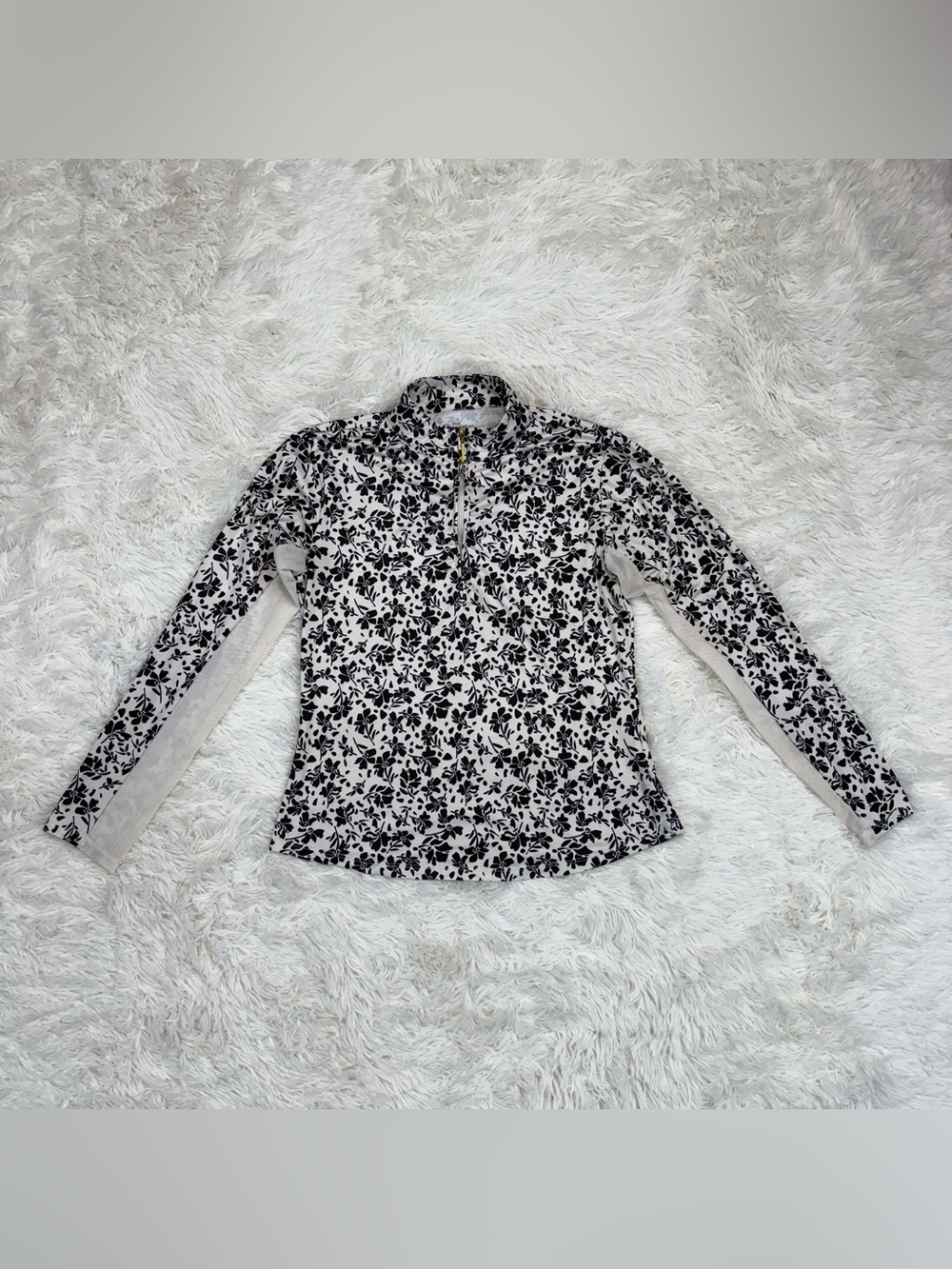 Women’s Large Black Floral Outdoorsman Long Sleeve Horseback Riding Sunshirt